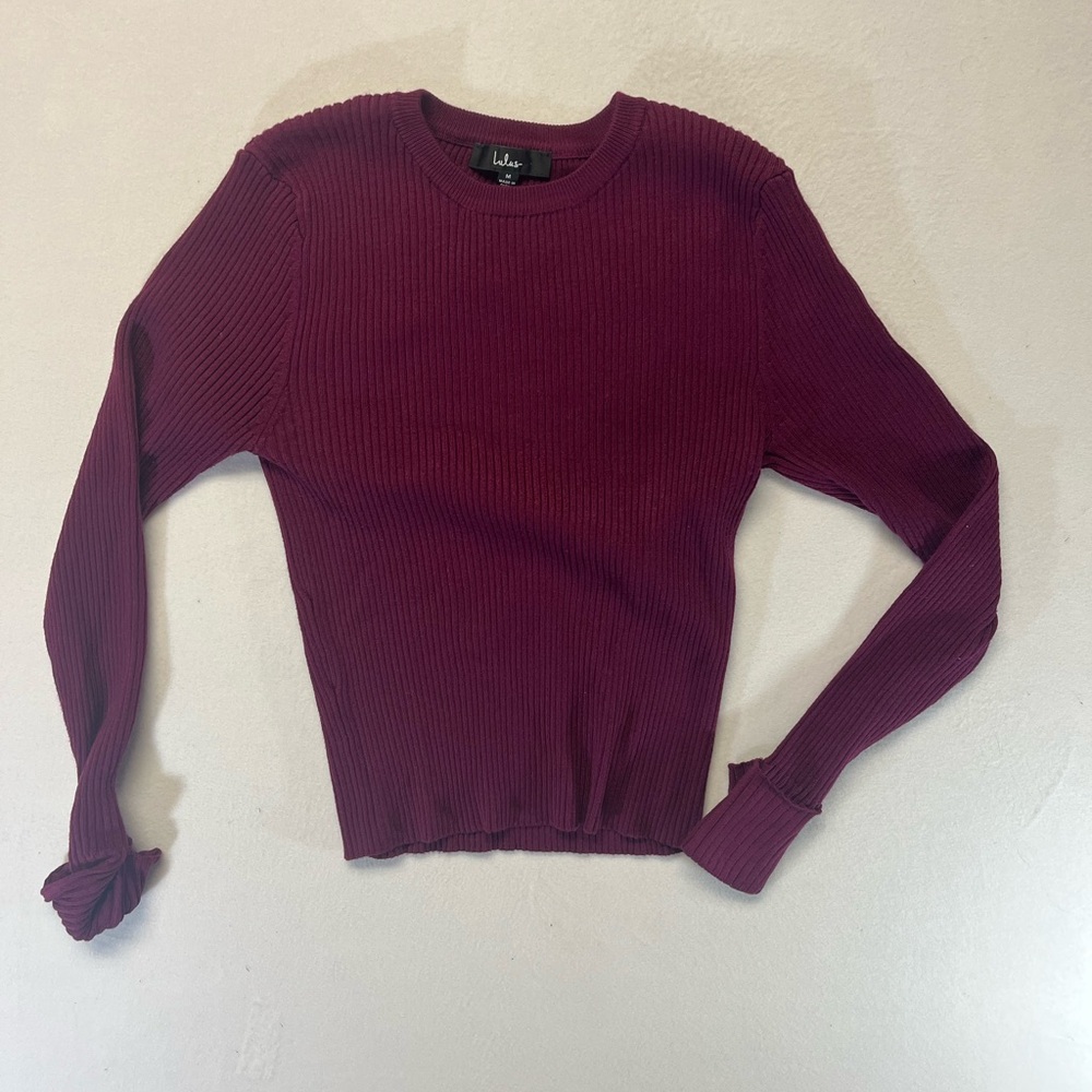 Lulu's Burgundy Crew Neck Sweater